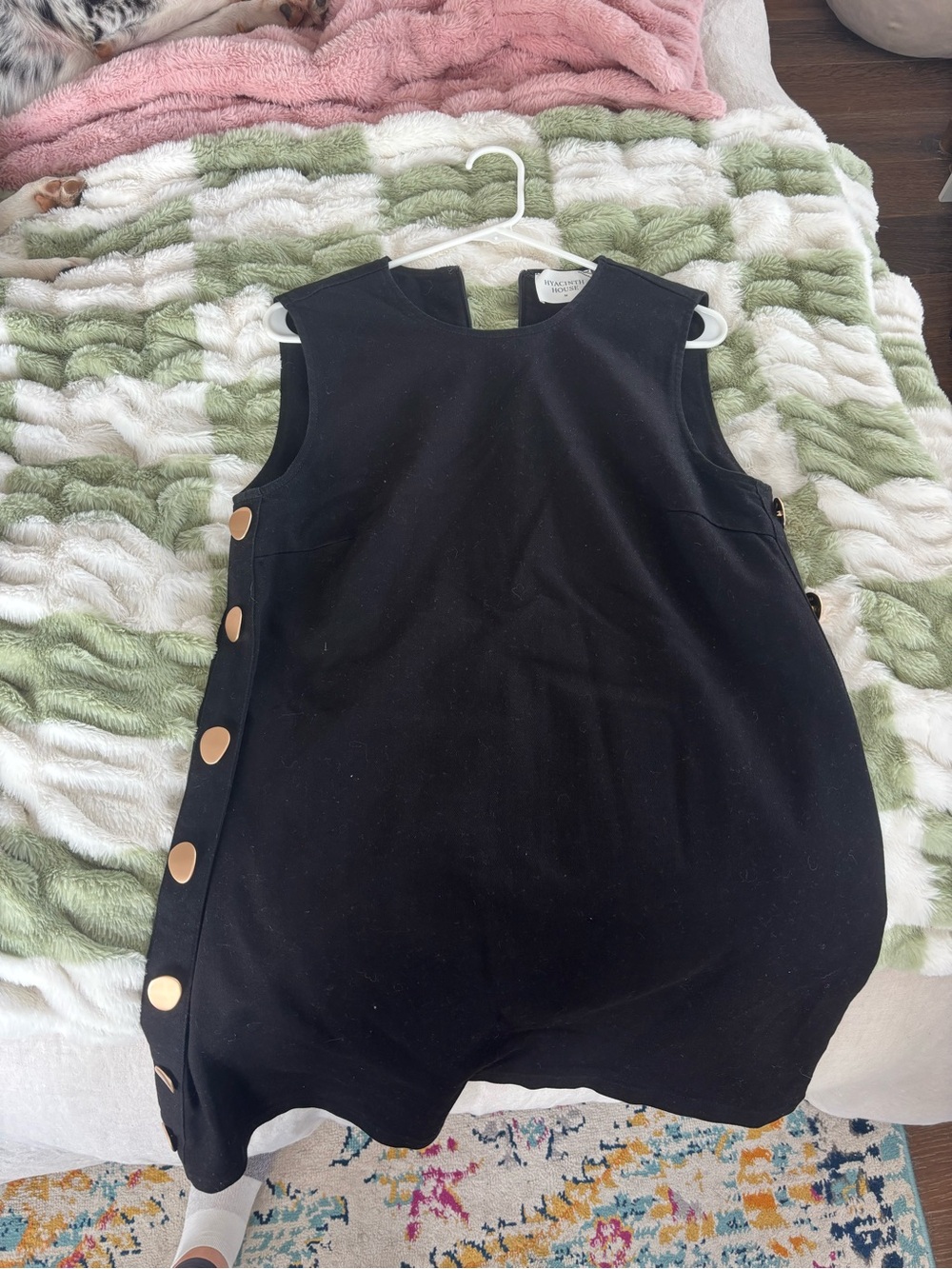 Black Sleeveless Button-Side Shift Dress
